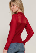 Load image into Gallery viewer, Long Sleeve Mesh Panel Detail Sweater Top
