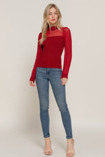 Load image into Gallery viewer, Long Sleeve Mesh Panel Detail Sweater Top
