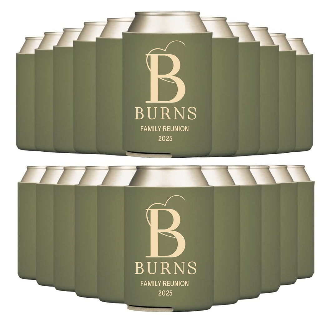 Custom Burns Family Reunion 2025 12 oz Can Cooler