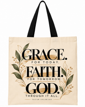 Load image into Gallery viewer, Faith-Inspired Tote Bag | Grace, Faith &amp; Encouragement Collection
