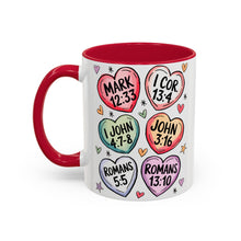 Load image into Gallery viewer, Christian Valentine&#39;s Candy Hearts Bible Verses Mugs
