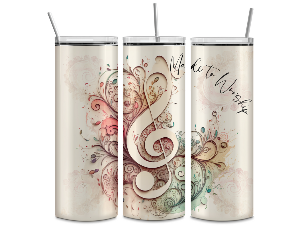 Made to Worship Treble Clef Skinny Tumbler