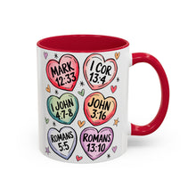 Load image into Gallery viewer, Christian Valentine&#39;s Candy Hearts Bible Verses Mugs
