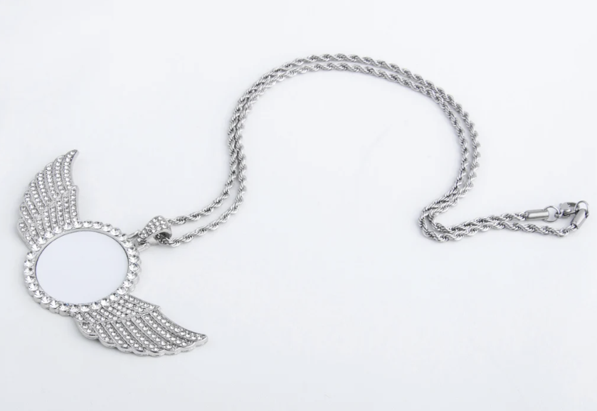 Bling Angel Wing Photo Necklace
