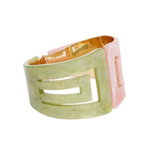 Load image into Gallery viewer, AKA Marbled Pink Green Art Deco Cuff Bracelet
