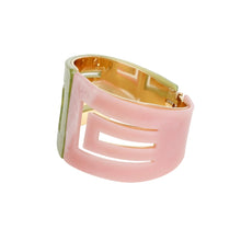 Load image into Gallery viewer, AKA Marbled Pink Green Art Deco Cuff Bracelet
