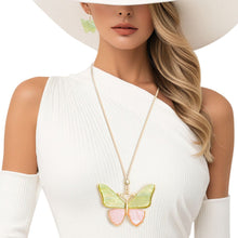 Load image into Gallery viewer, AKA Pink Green Butterfly Adjustable Cord Necklace
