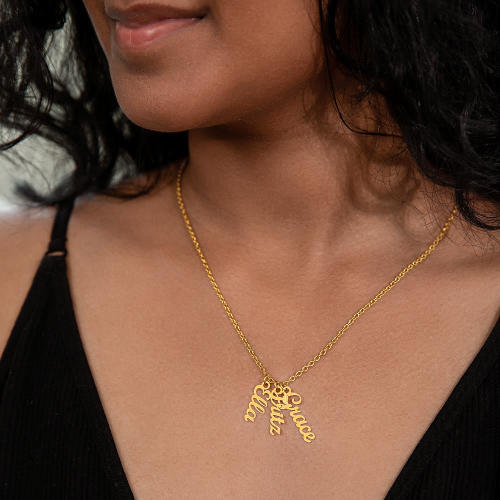 Personalized Multi Vertical Name Necklace – Custom Names Jewelry