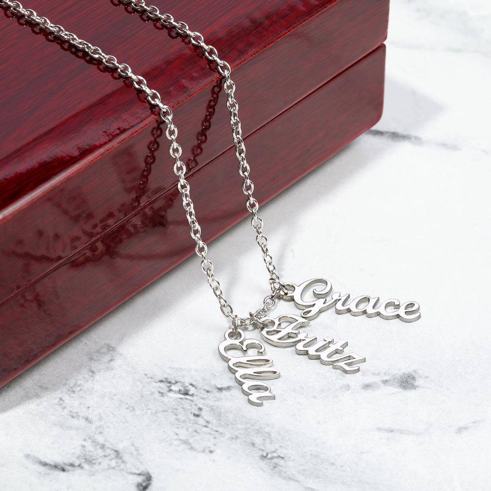 Personalized Multi Vertical Name Necklace – Custom Names Jewelry