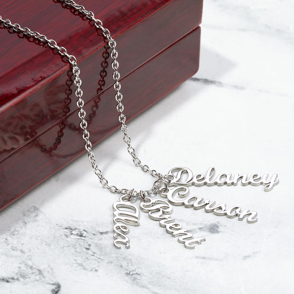 Personalized Multi Vertical Name Necklace – Custom Names Jewelry