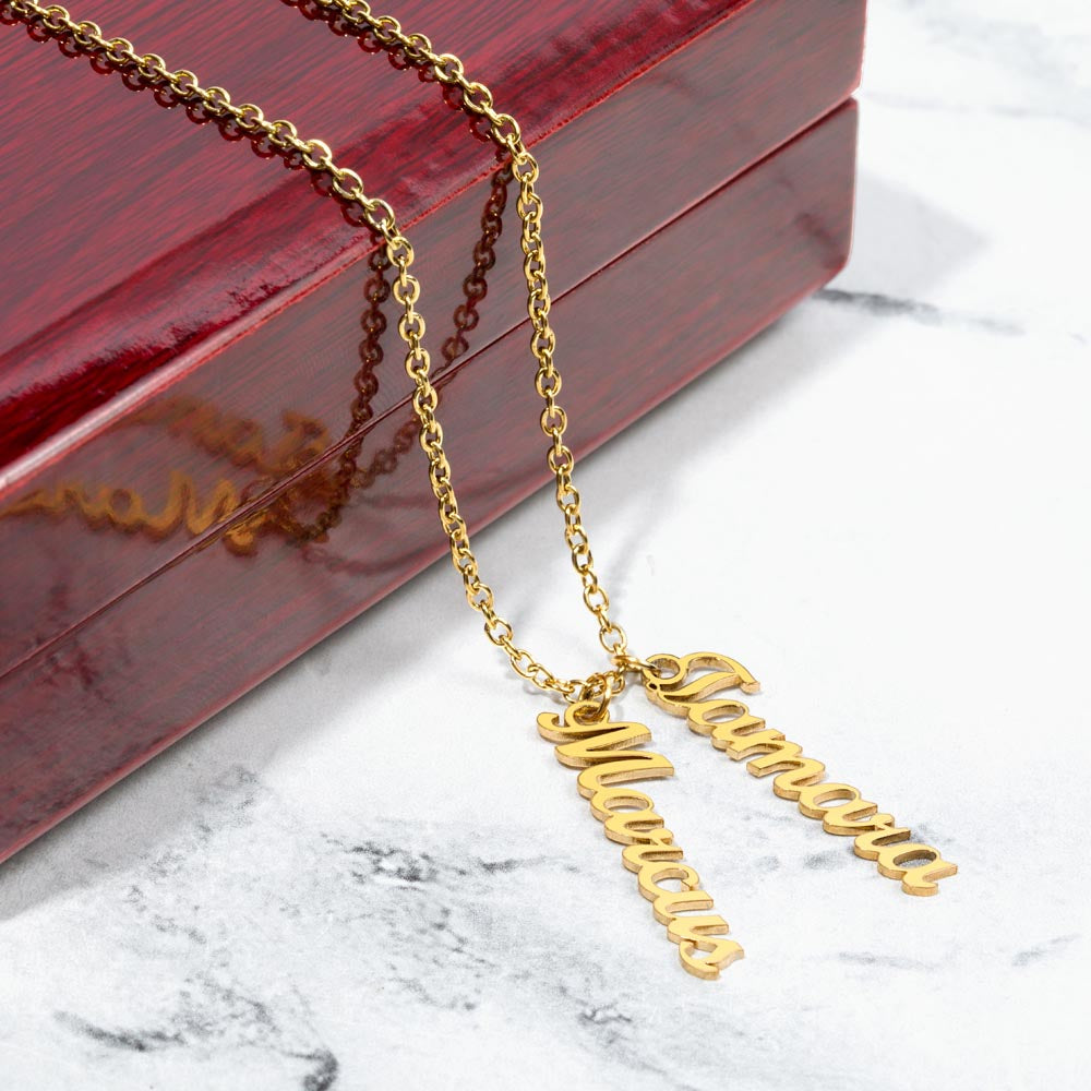 Personalized Multi Vertical Name Necklace – Custom Names Jewelry
