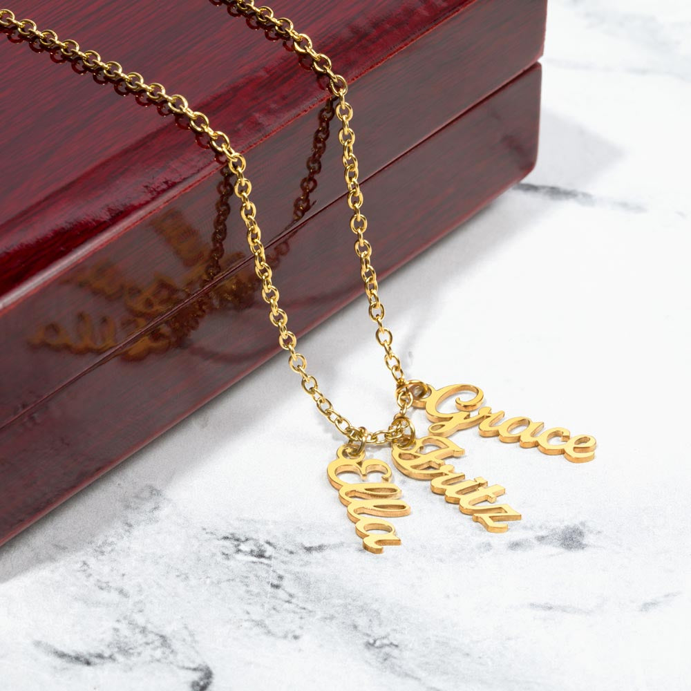 Personalized Multi Vertical Name Necklace – Custom Names Jewelry