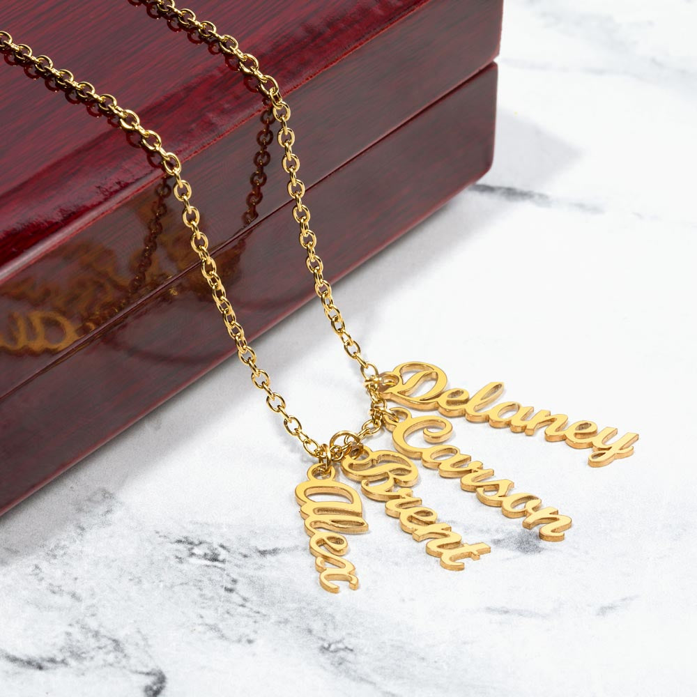 Personalized Multi Vertical Name Necklace – Custom Names Jewelry