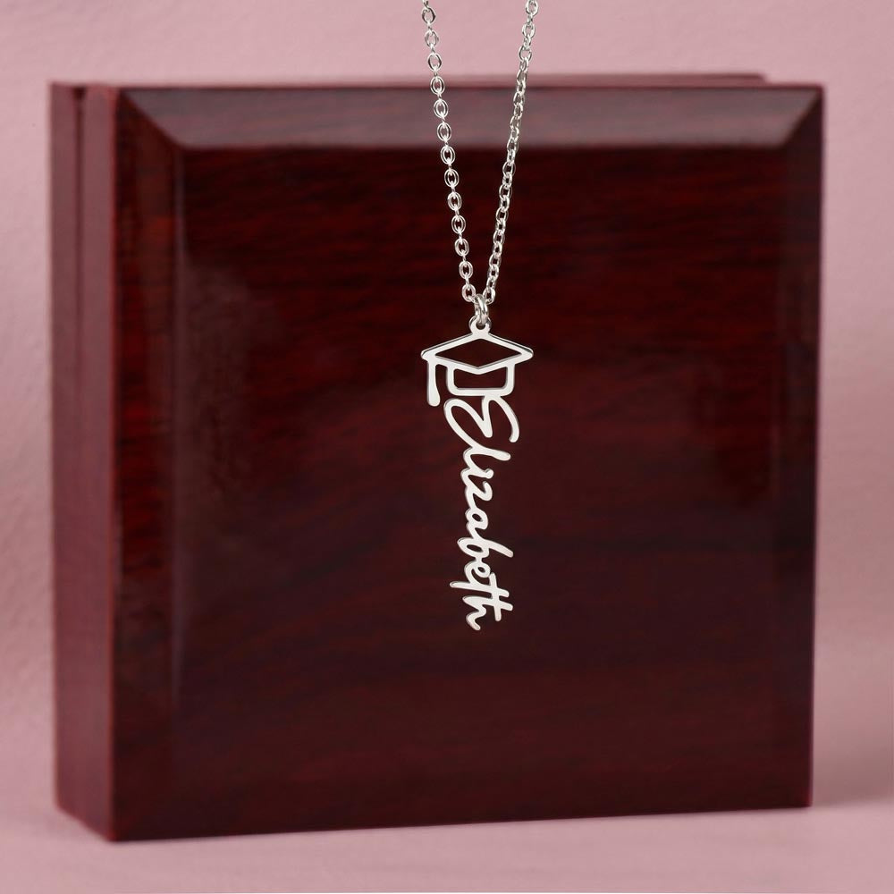 Graduation Name Necklace for Daughter – Personalized Graduation Gift from Mom and Dad – Class of 2026 Custom Name Jewelry – Proud of You Graduation Necklace