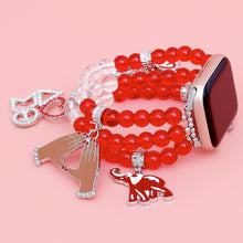 Load image into Gallery viewer, DST Sorority Red Clear Bead Watch Band for Women
