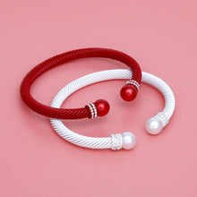 Load image into Gallery viewer, DST Sorority 2 Pcs Red White Cable Bangles
