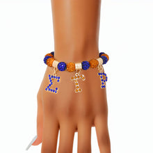 Load image into Gallery viewer, SGRHO Sorority Blue and Gold Bling Letter Bracelet
