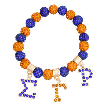 Load image into Gallery viewer, SGRHO Sorority Blue and Gold Bling Letter Bracelet
