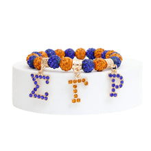 Load image into Gallery viewer, SGRHO Sorority Blue and Gold Bling Letter Bracelet
