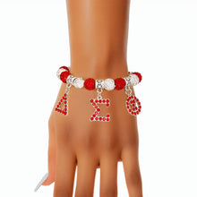 Load image into Gallery viewer, DST Sorority Red White Bling Letter Bracelet
