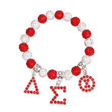 Load image into Gallery viewer, DST Sorority Red White Bling Letter Bracelet
