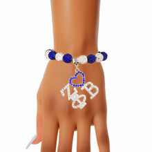 Load image into Gallery viewer, ZPB Blue White Bling Sorority Charm Bracelet
