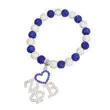 Load image into Gallery viewer, ZPB Blue White Bling Sorority Charm Bracelet
