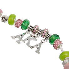 Load image into Gallery viewer, AKA Sorority Rondelle Bead Letter Charm Bracelet
