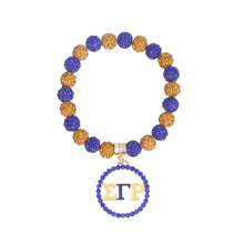 Load image into Gallery viewer, SGRHO Gold Blue Round Charm Luster Bracelet
