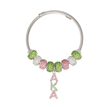 Load image into Gallery viewer, AKA Sorority Greek Charm Cable Bangle Bracelet
