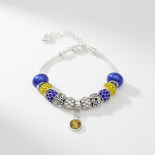 Load image into Gallery viewer, Pandora Style Blue Gold Charm Women's Bracelet
