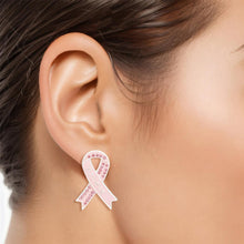 Load image into Gallery viewer, Studs Silver Light Pink Ribbon Believe Earrings
