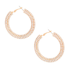 Load image into Gallery viewer, Gold Stacked Pave 55mm Hoops
