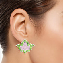 Load image into Gallery viewer, AKA Sorority Pink Green Stone Ivy Leaf Studs
