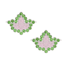 Load image into Gallery viewer, AKA Sorority Pink Green Stone Ivy Leaf Studs
