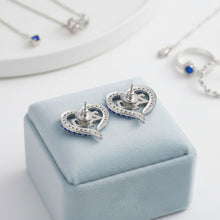 Load image into Gallery viewer, ZPB Sorority Heart Blue Clear Bling Stud Earrings
