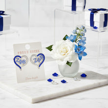 Load image into Gallery viewer, ZPB Sorority Heart Blue Clear Bling Stud Earrings
