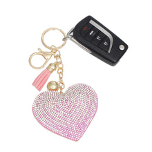 Load image into Gallery viewer, Keychain Sparkling Love Pink Padded Heart Charm
