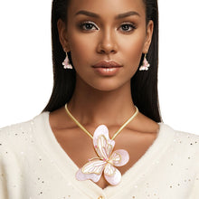 Load image into Gallery viewer, Necklace Light Pink Butterfly 3D Pendant Set Women
