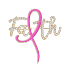 Load image into Gallery viewer, Pink Ribbon Faith Brooch
