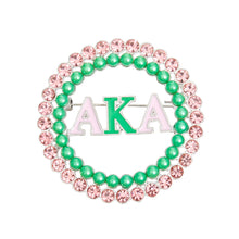 Load image into Gallery viewer, AKA Brooch Pink Green AKA Round Pin
