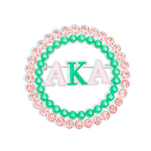 Load image into Gallery viewer, AKA Brooch Pink Green AKA Round Pin
