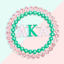 Load image into Gallery viewer, AKA Brooch Pink Green AKA Round Pin
