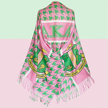 Load image into Gallery viewer, AKA Pink Green Houndstooth Fashion Shawl Scarf
