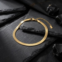 Load image into Gallery viewer, Mens 5.5mm Gold 18K Steel Herringbone Bracelet
