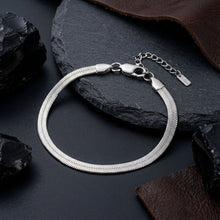 Load image into Gallery viewer, Mens 5.5mm Silver Steel Herringbone Chain Bracelet
