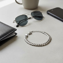 Load image into Gallery viewer, Mens 8mm Silver Steel Miami Chain Bracelet
