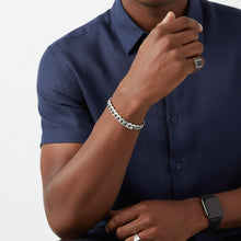 Load image into Gallery viewer, Mens 8mm Silver Steel Miami Chain Bracelet
