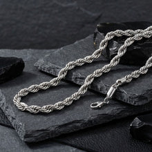 Load image into Gallery viewer, Mens 20in 8mm Silver Stainless Steel Rope Chain
