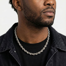 Load image into Gallery viewer, Mens 20in 8mm Silver Stainless Steel Rope Chain
